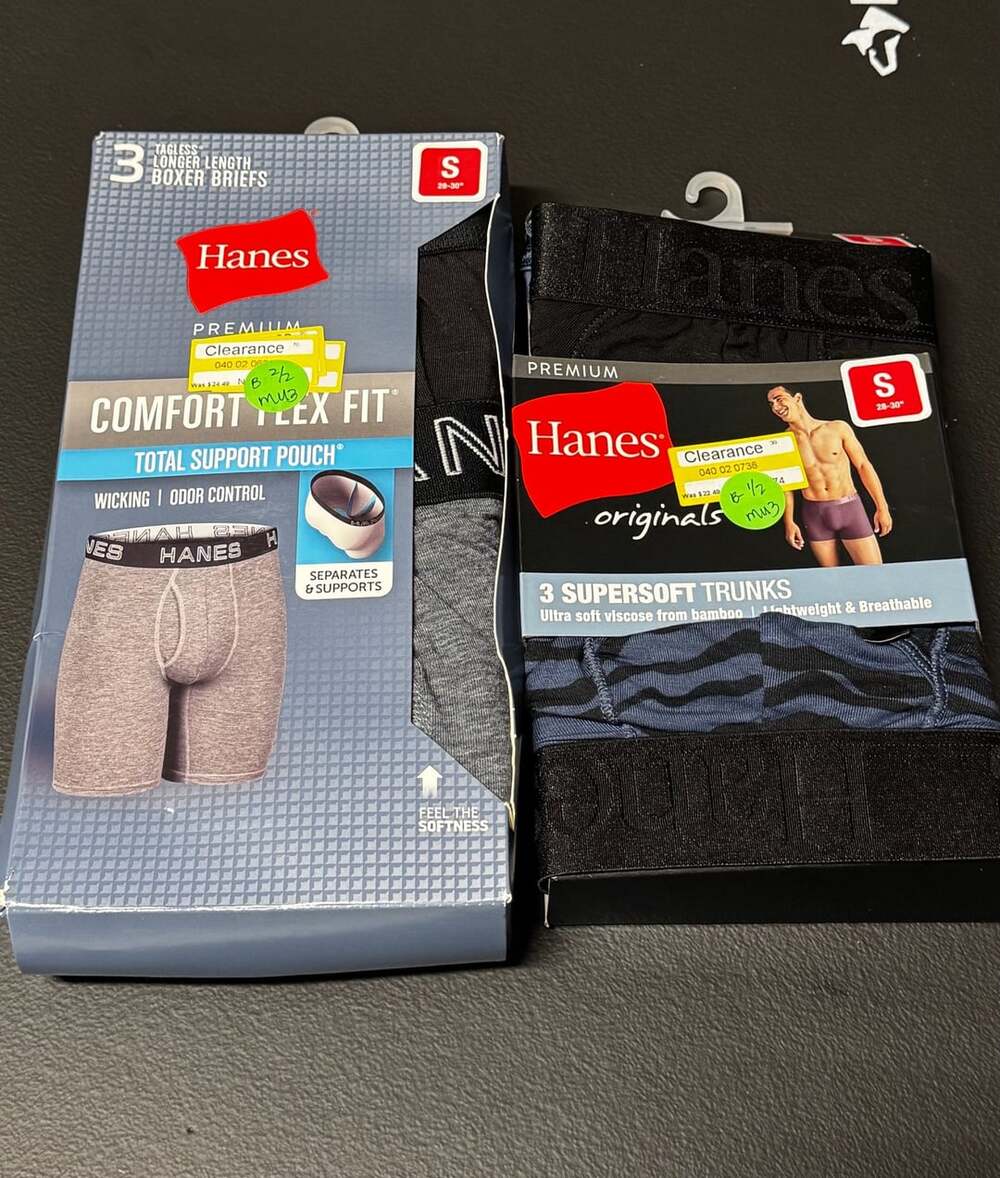 MU3 Small Hanes Premium Men’s Underwear Bundle, 6 Pairs Boxer Briefs & Trunks